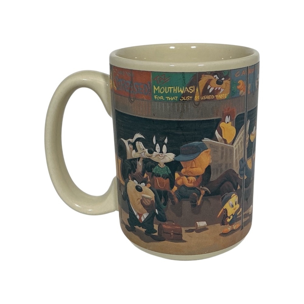 Warner Bros Studio Store Looney Tunes Coffee Mug Bugs Bunny Taz 1995 Vintage